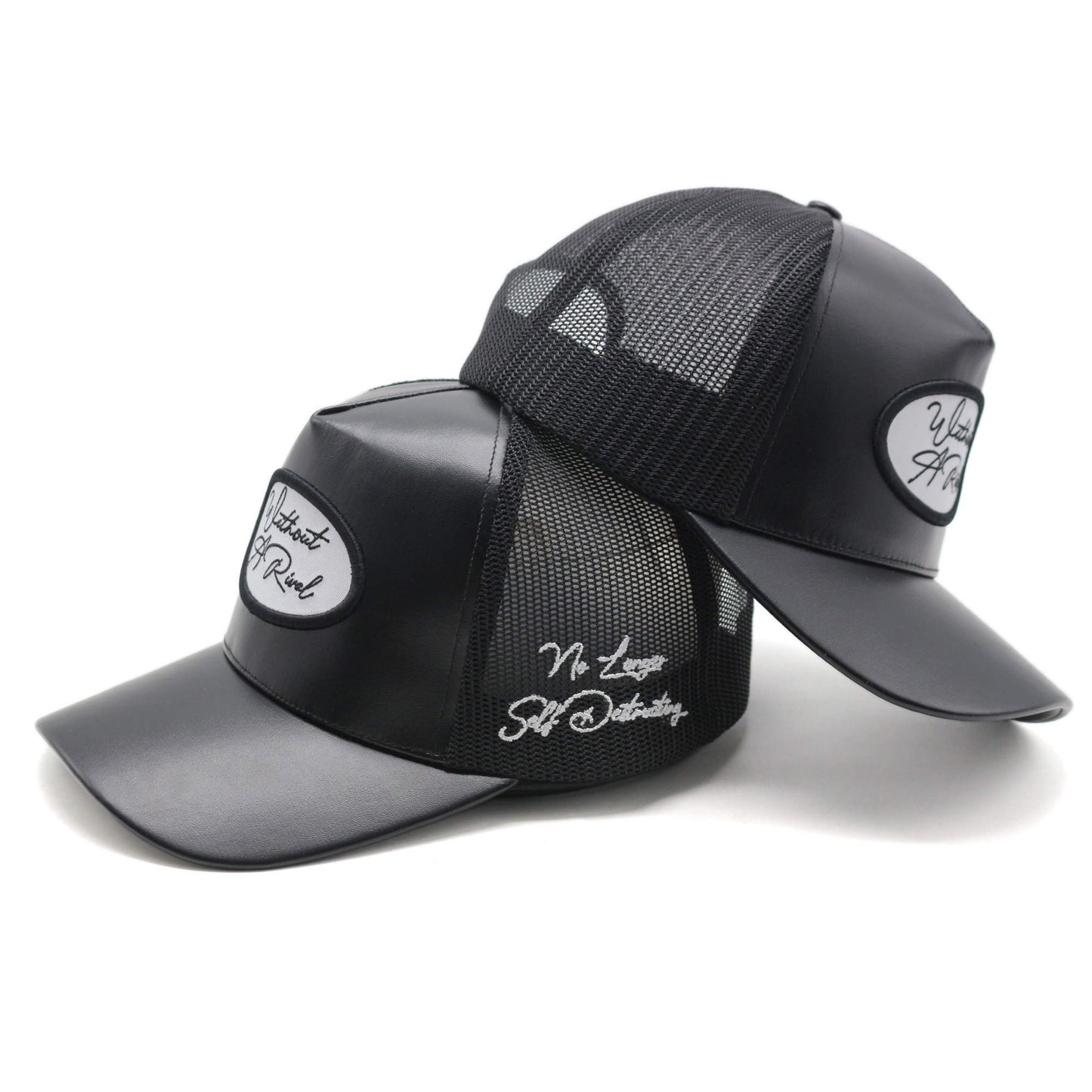 Black Leather WAR Trucker Hat