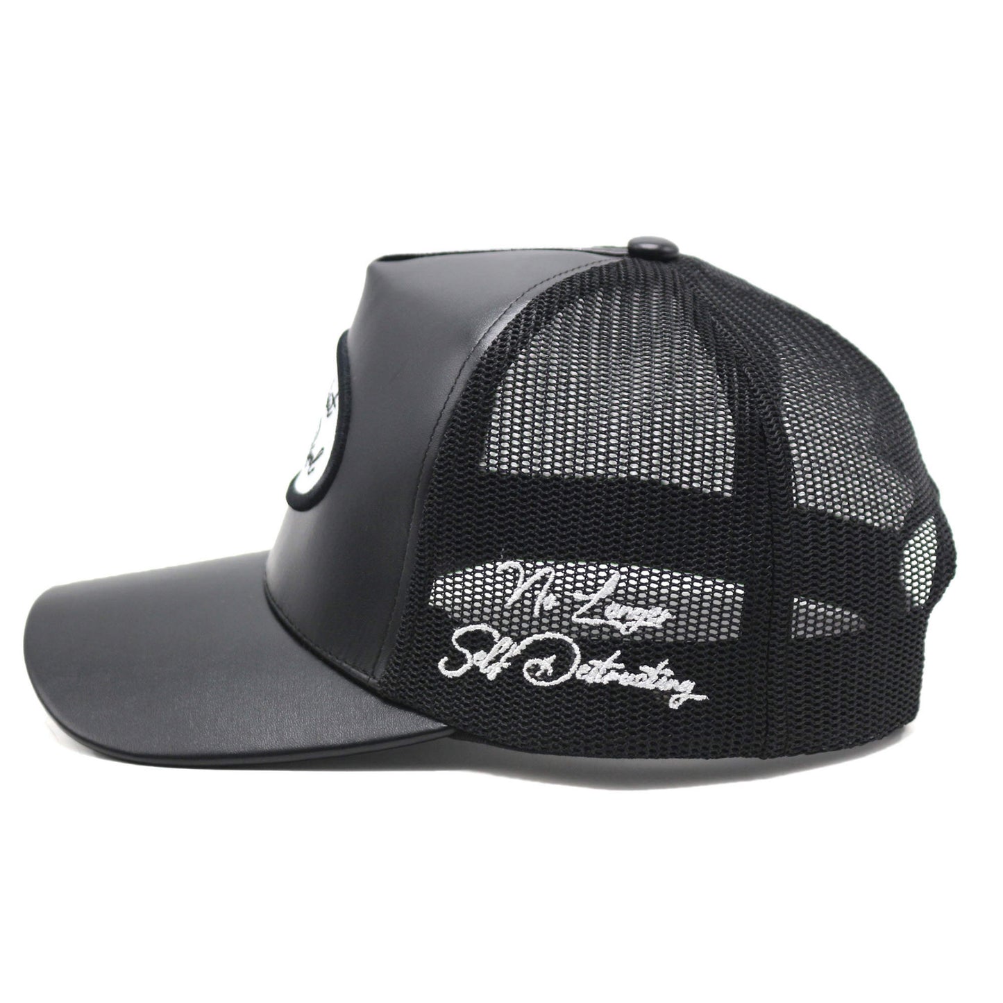 Black Leather WAR Trucker Hat