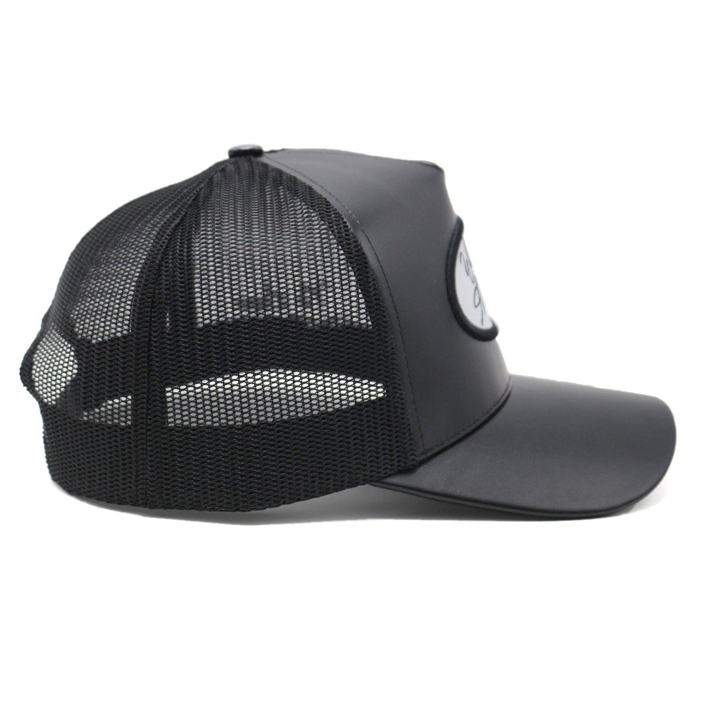 Black Leather WAR Trucker Hat